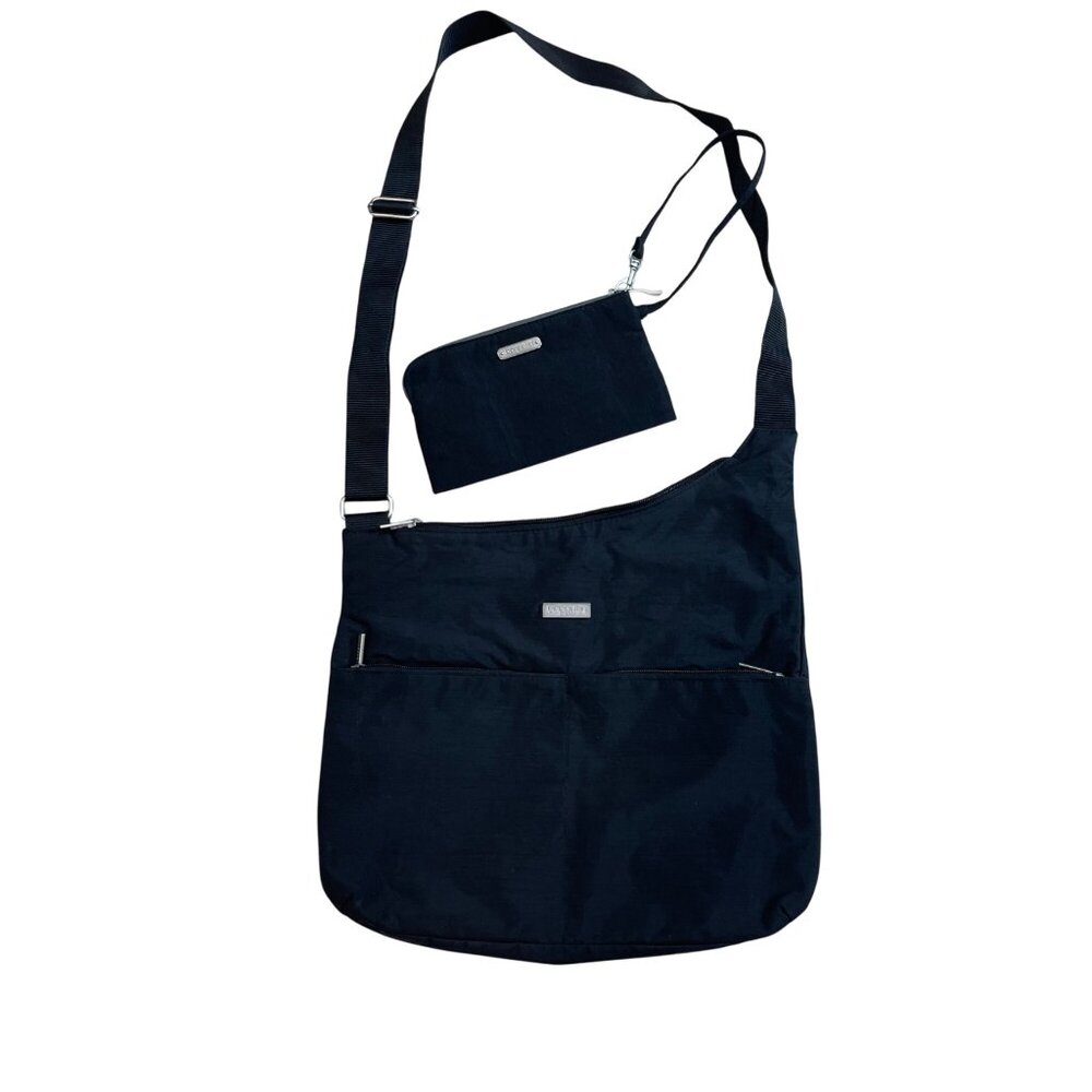 Baggallini Crossbody Bag with AFID Wallet Wristlet Women's‎ Purse Black Nylon